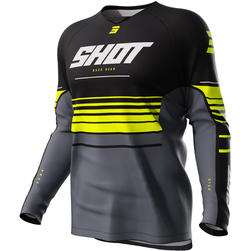 Shot - Maillot enfant Draw Kid Peak Noir / Gris / Jaune fluo