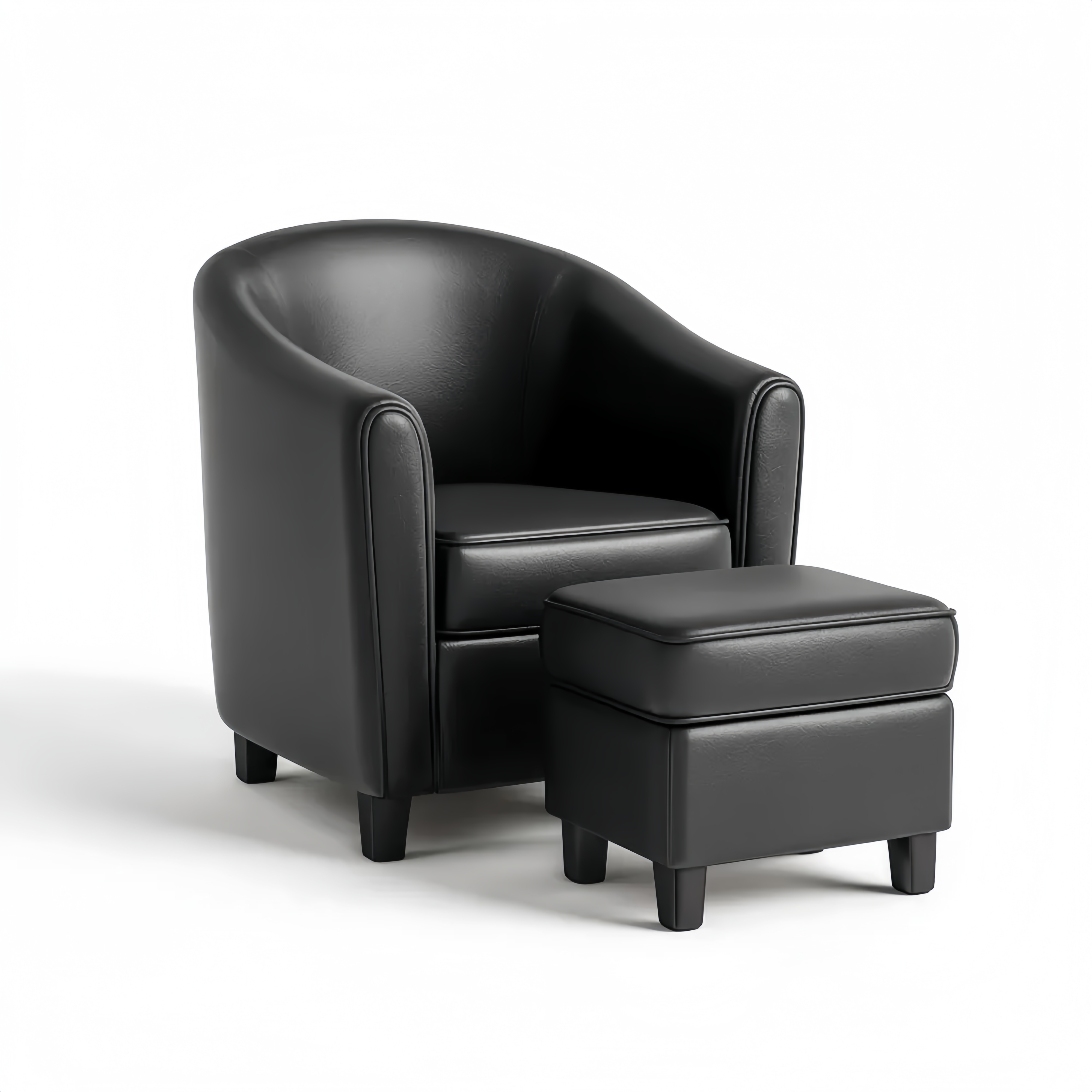 Loungesessel mit Hocker Kunstleder 85x70x75 cm - Schwarz