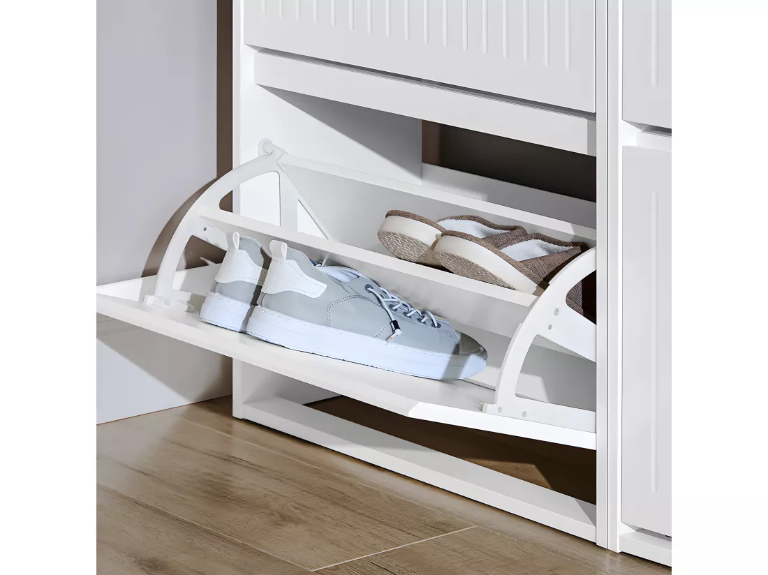 SoBuy Meuble à Chaussures Meuble d'entrée Meuble de Rangement à Chaussures avec 3 Abattants pour Petite Entrée Couloir, Blanc, LPH 61x26x120 cm, FSR165-H-W