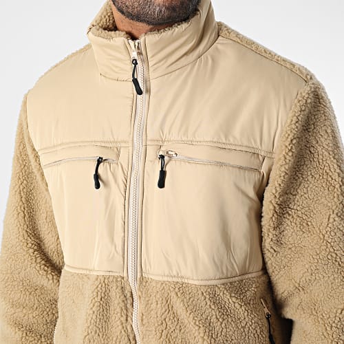 Veste Zippée Fourrure Mouton Patched Sherpa TB5539 Beige