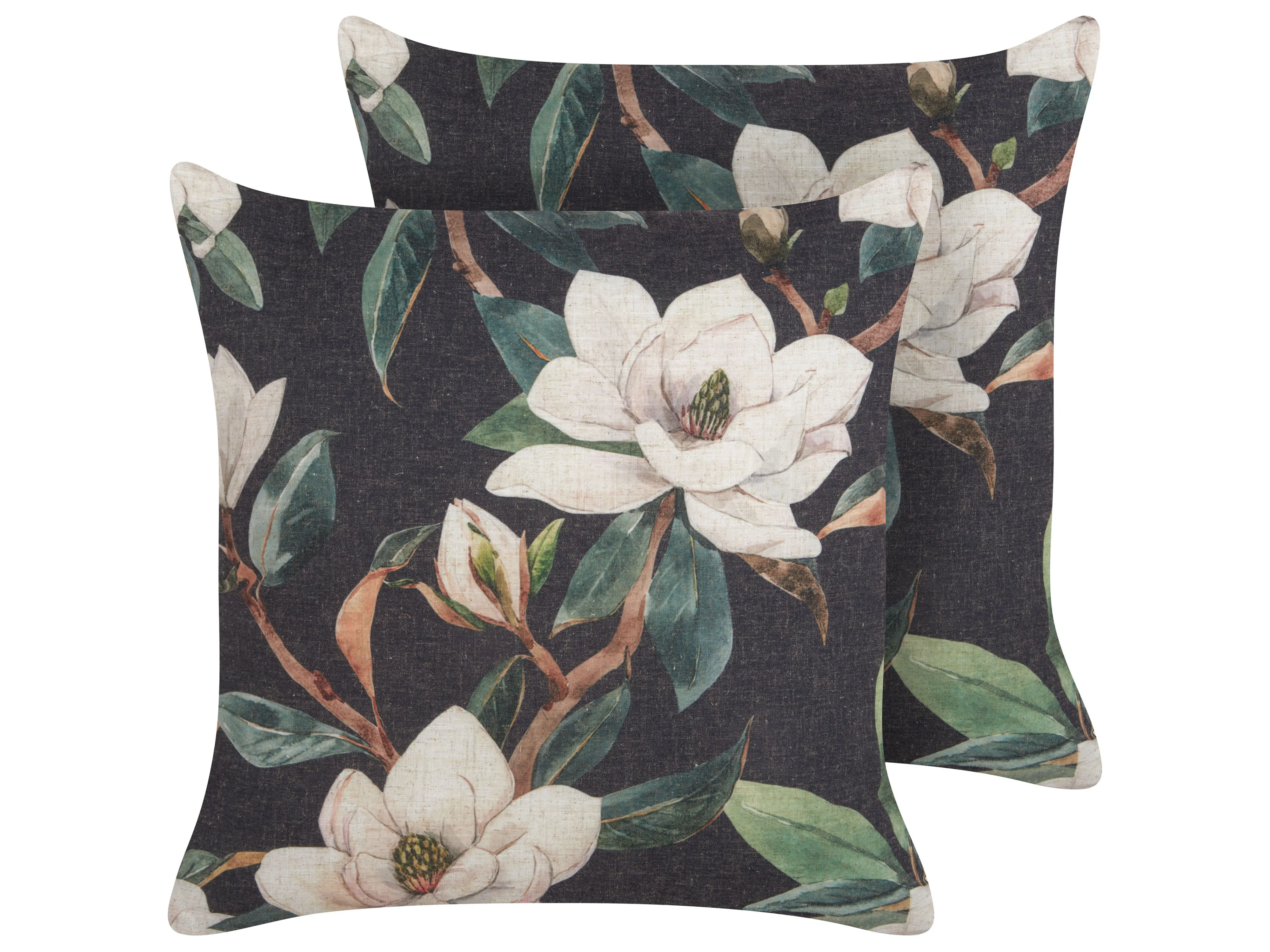 Set van 2 sierkussens ZAHRIYE 45 x 45 cm Zwart bloempatroon