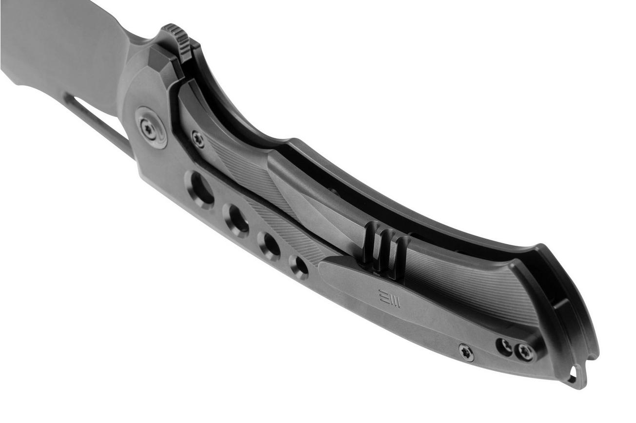 WE Knife Swiftfin WE23051-2 Polished Bead Blasted CPM 20CV, Polished Bead Blasted Titanium, Satin Holes zakmes