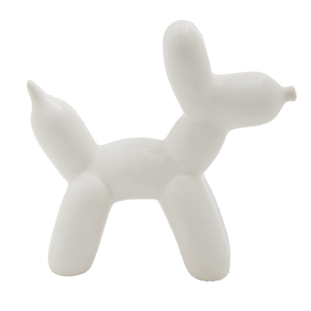 Chien céramique à poser forme ballon sculpté H16,5cm gris chromé