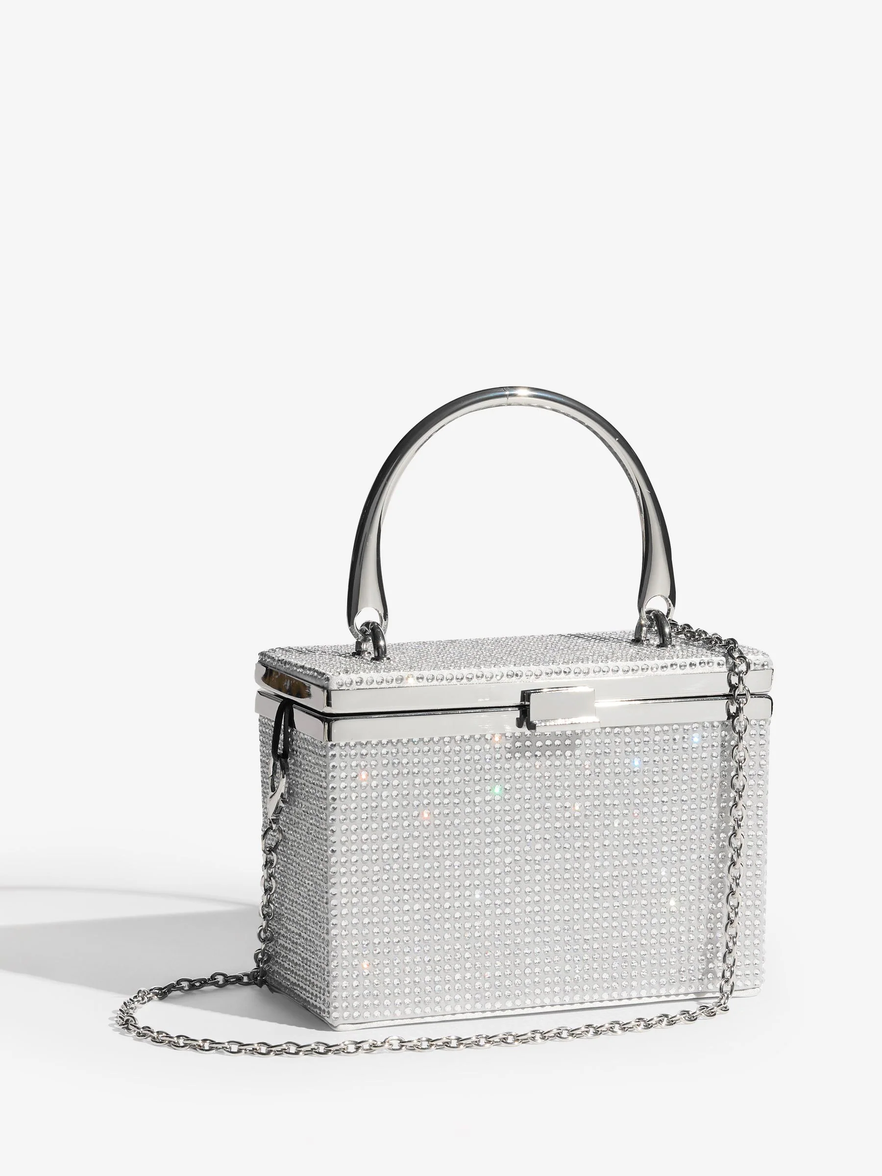 Zilver met stras - Lipsy Top Handle Box Bag