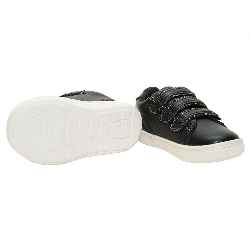 Baskets basses avec 3 scratchs et paillettes - Noir