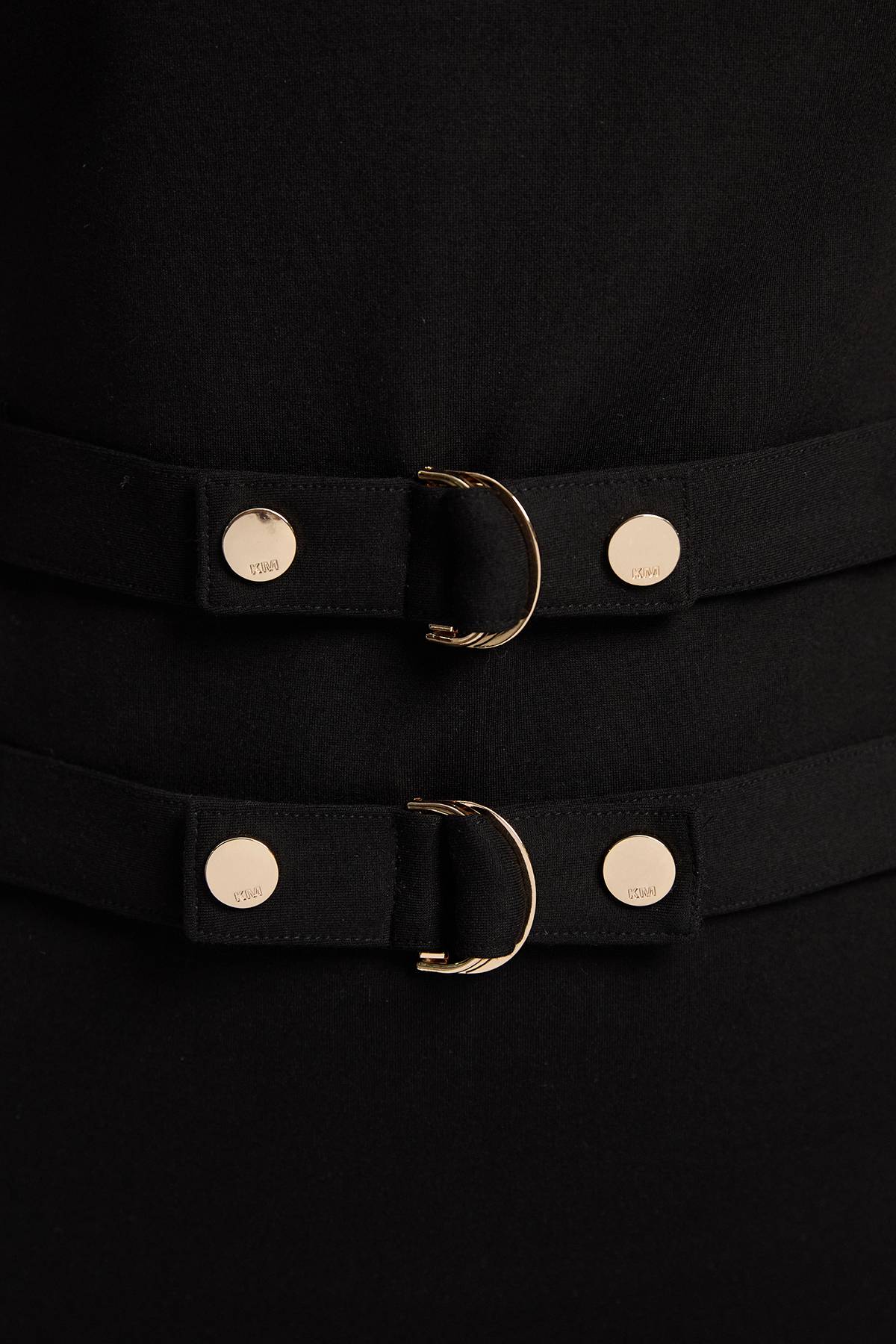 KarenMillen Robe Crayon Mi-Longue en Ponte avec Détail Ceinture