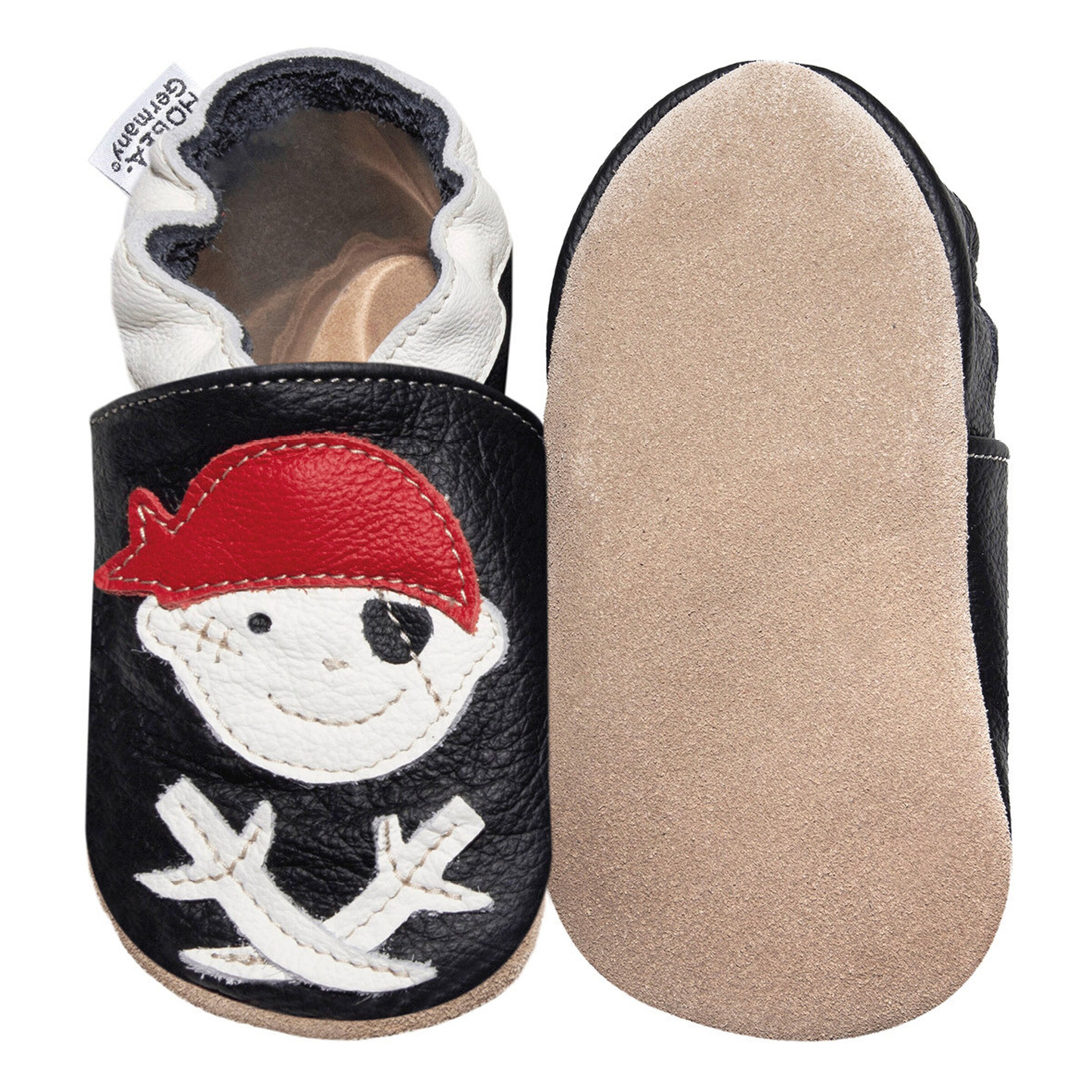 HOBEA-Germany Krabbelschuhe Pirat Jack schwarz