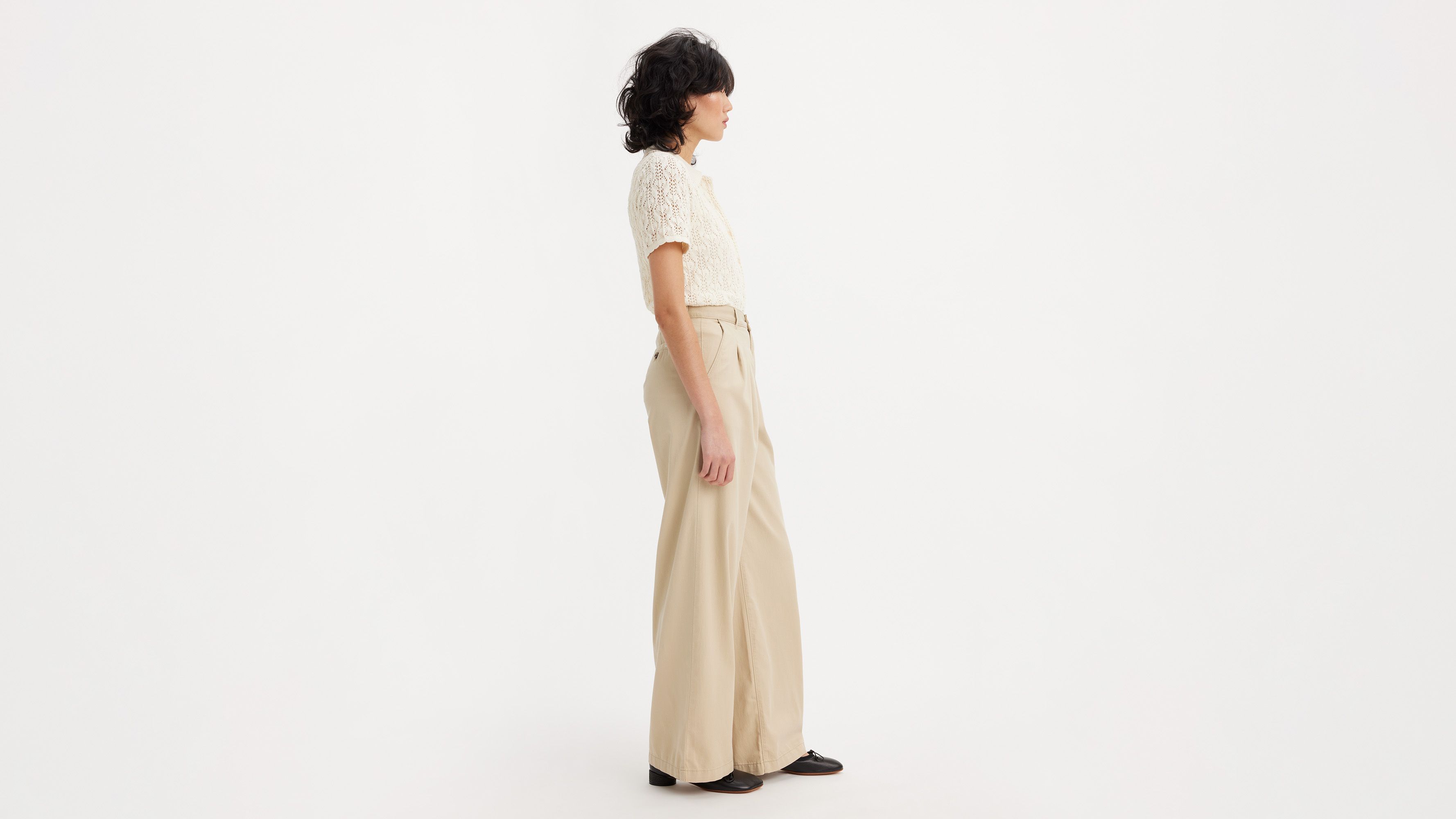 Pantalon à pinces Wide Leg - Safari - Beige