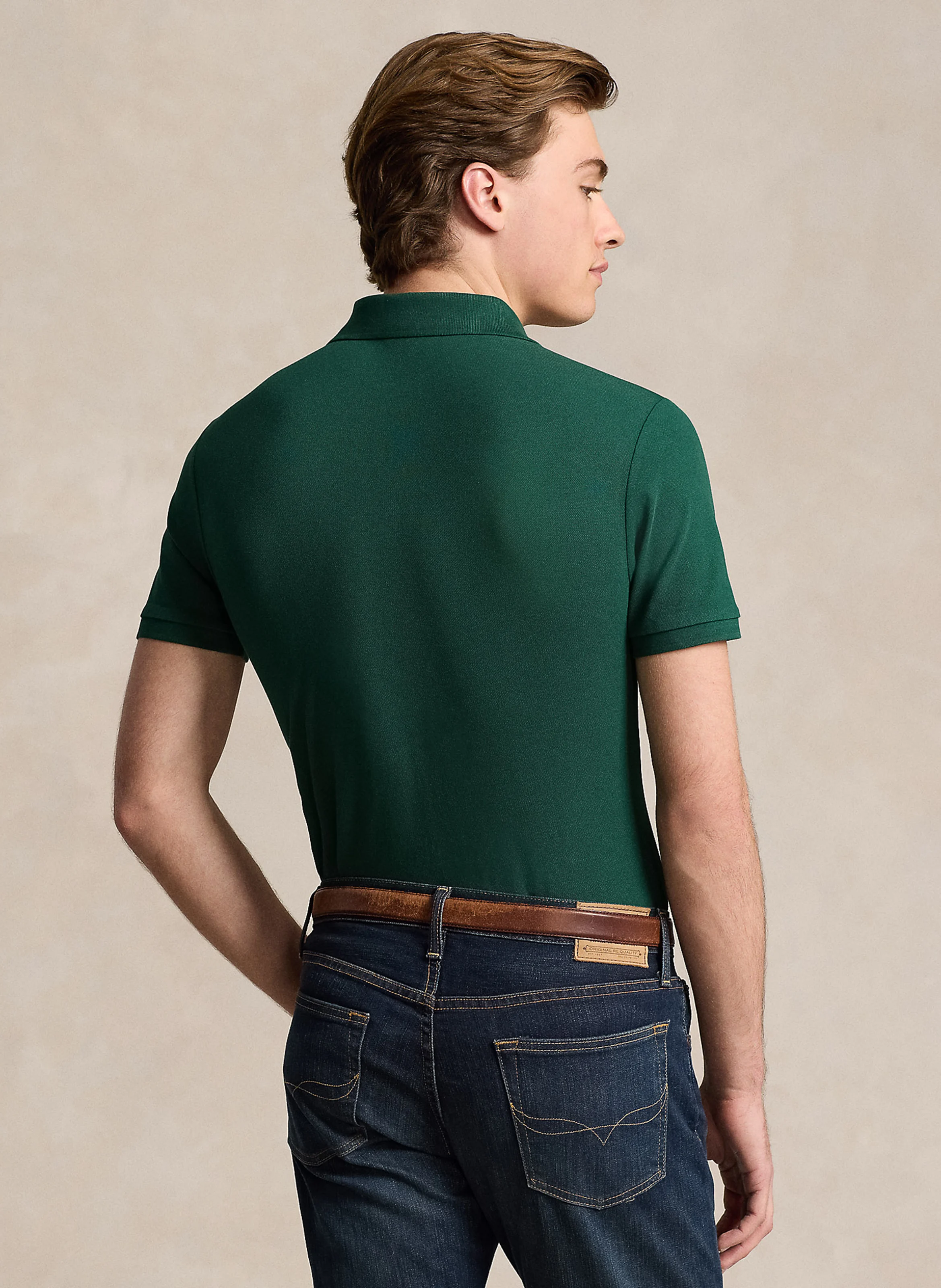Polo slim-fit en coton mélangé | Vert
