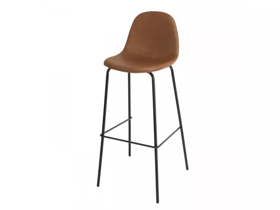 AUGUSTIN - Lot de 2 tabourets de bar John marron hauteur d'assise 80cm