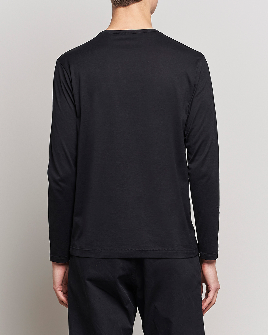 Sunspel Long Sleeve Crew Neck Cotton Tee Black