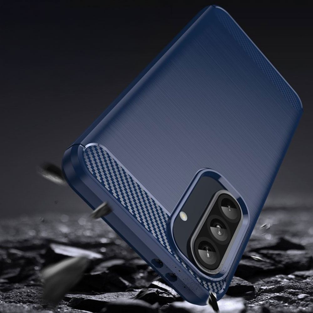 Samsung Galaxy A56 / A36 Gummi Case Schutzhülle Carbon Look - Blau