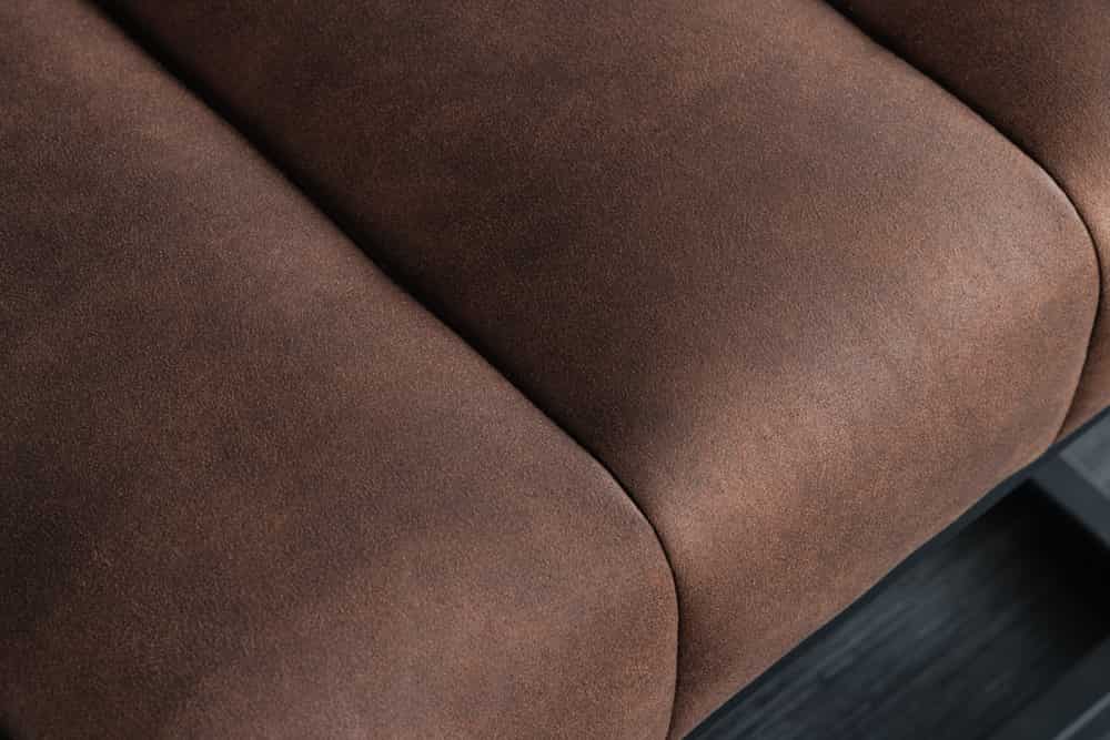 Design Sitzbank PETIT BEAUTÉ 110cm antik braun Microfaser schwarzes Metallgestell