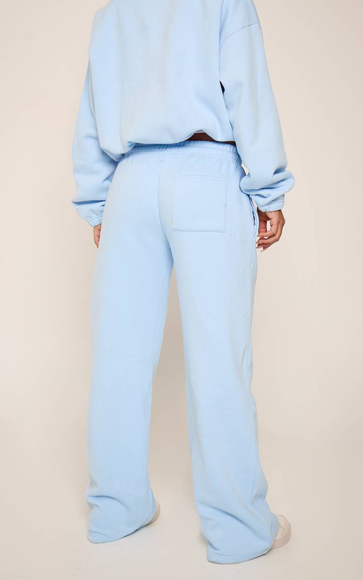 Bleu Clair Pantalon De Jogging Droit En Molleton De Coton