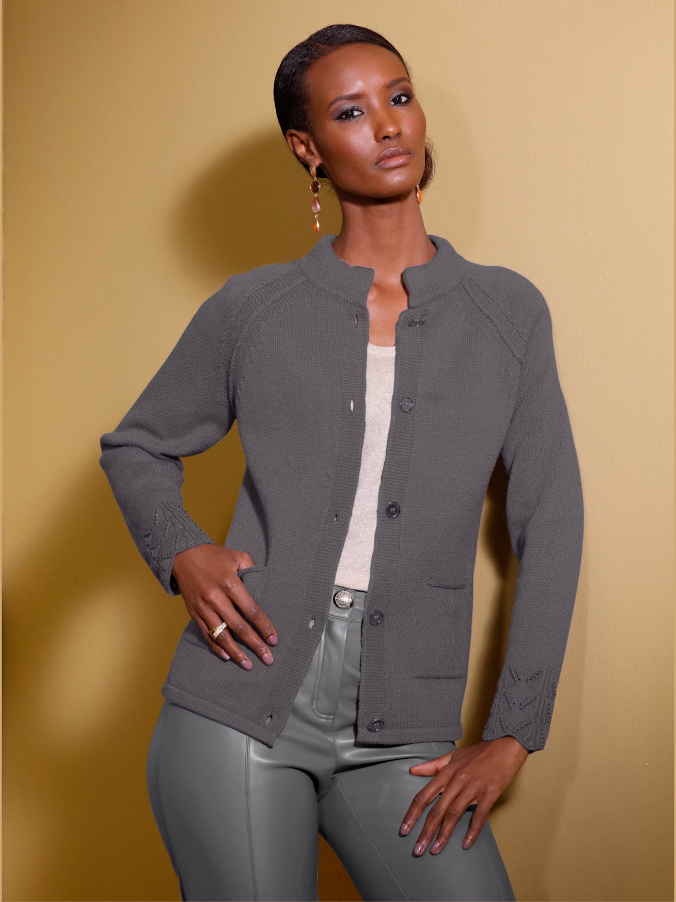 Veste en tricot manches raglan