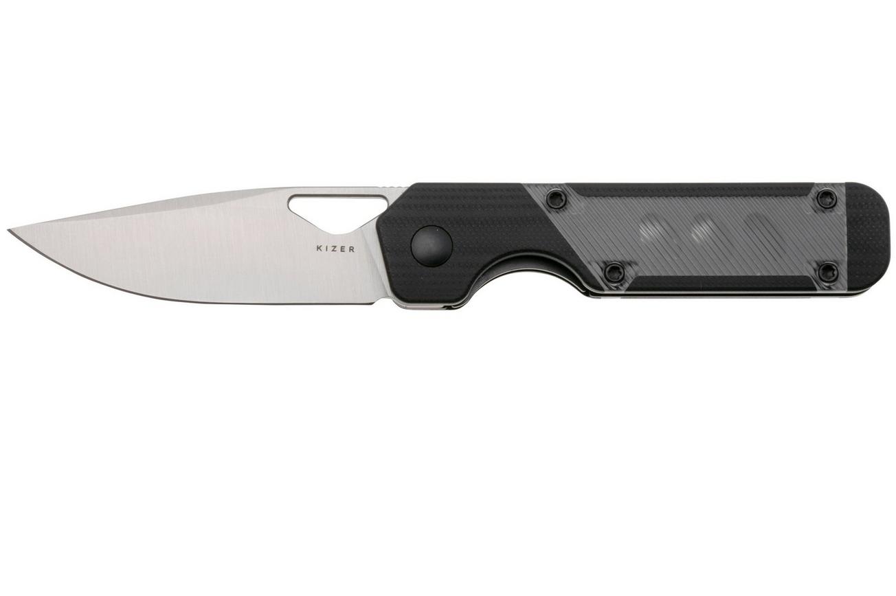Kizer Vanguard Mini Militaw V3634SA3 Liner Lock, Satin Nitro-V, Black G10, Acrylic Inlay, zakmes, Jonathan Styles design