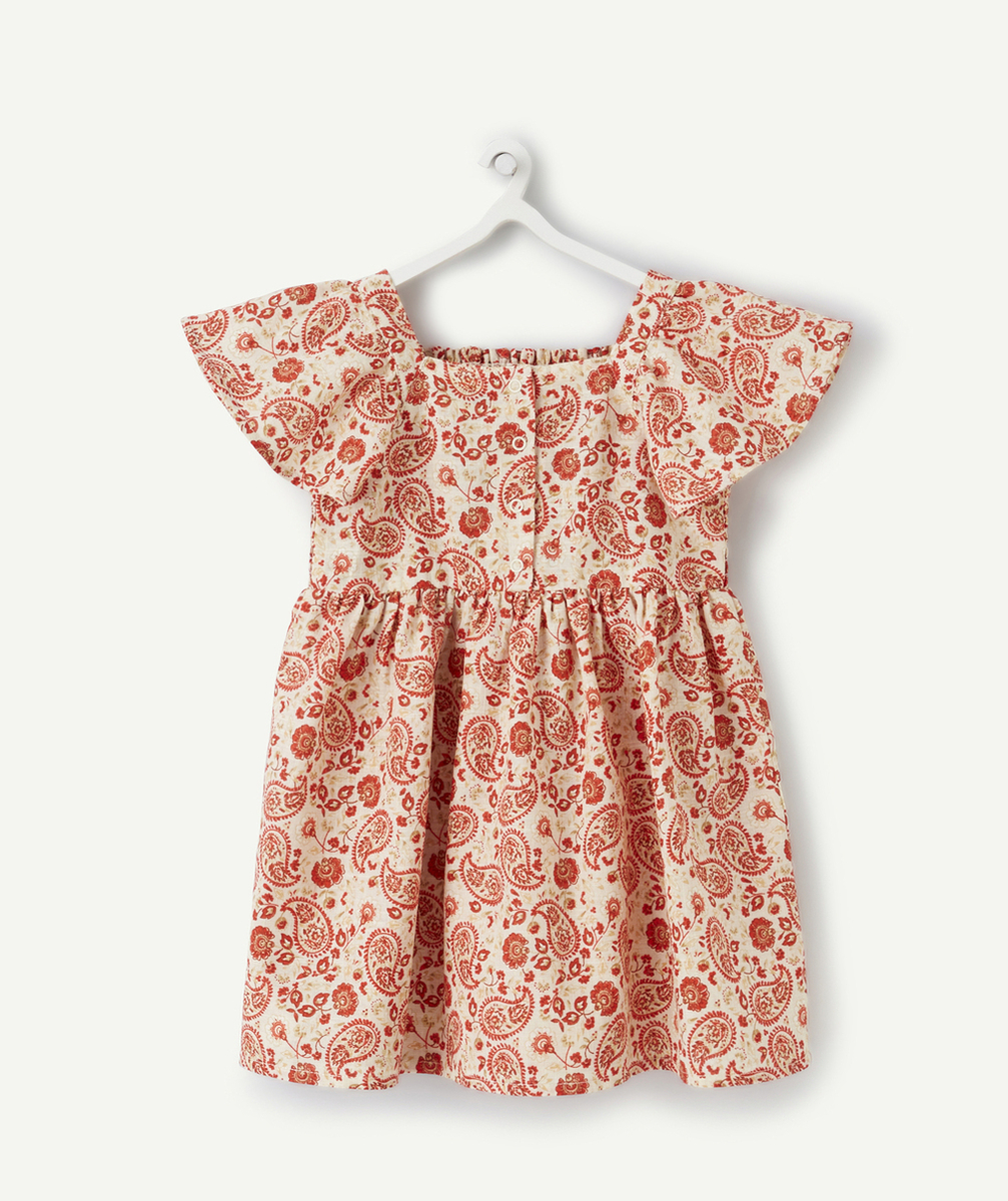 ROBE BÉBÉ FILLE EN COTON AVEC IMPRIMÉ CACHEMIRE ROUGE