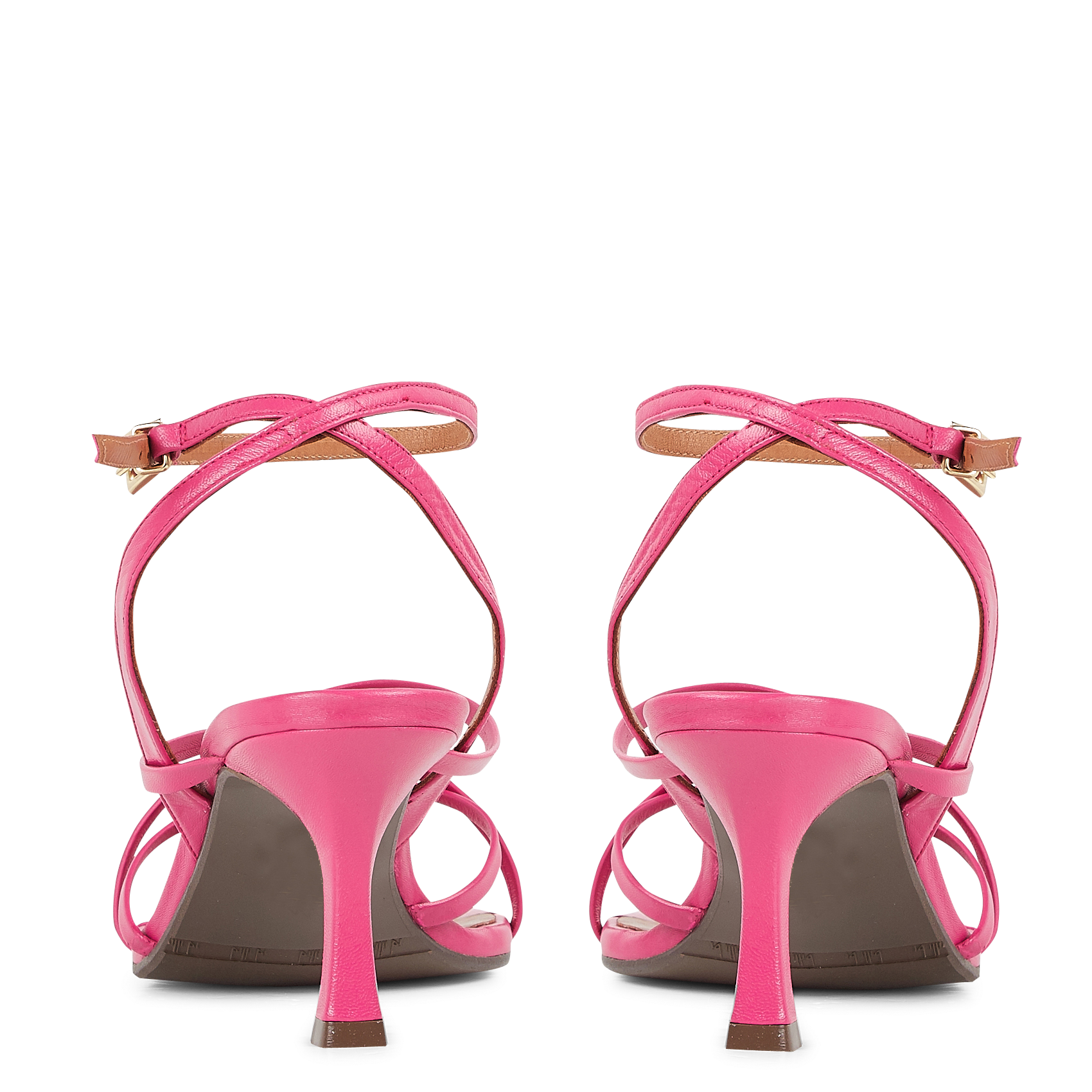 Sandales à talon en cuir| Rose