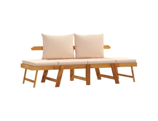 VIDAXL - Banc de jardin avec coussins 2 en 1 bois d'acacia massif