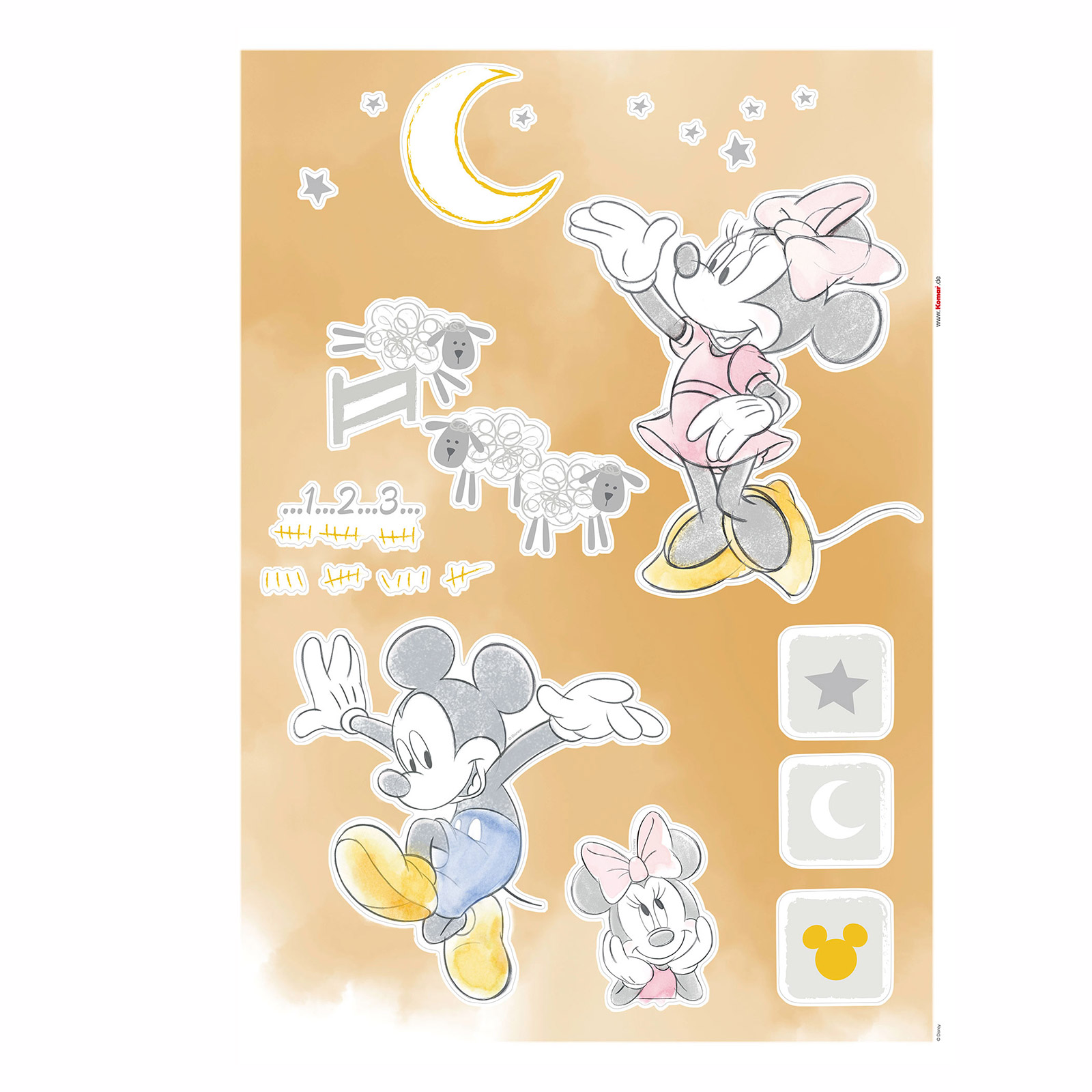 Wandtattoo COUNTING SHEEPS - gelb-weiß - 50x70 cm