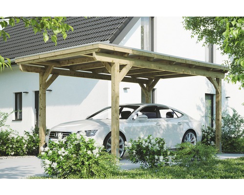 Enkele carport Konsta aluminium dakpanelen incl. H-ankers 304x500 cm naturel