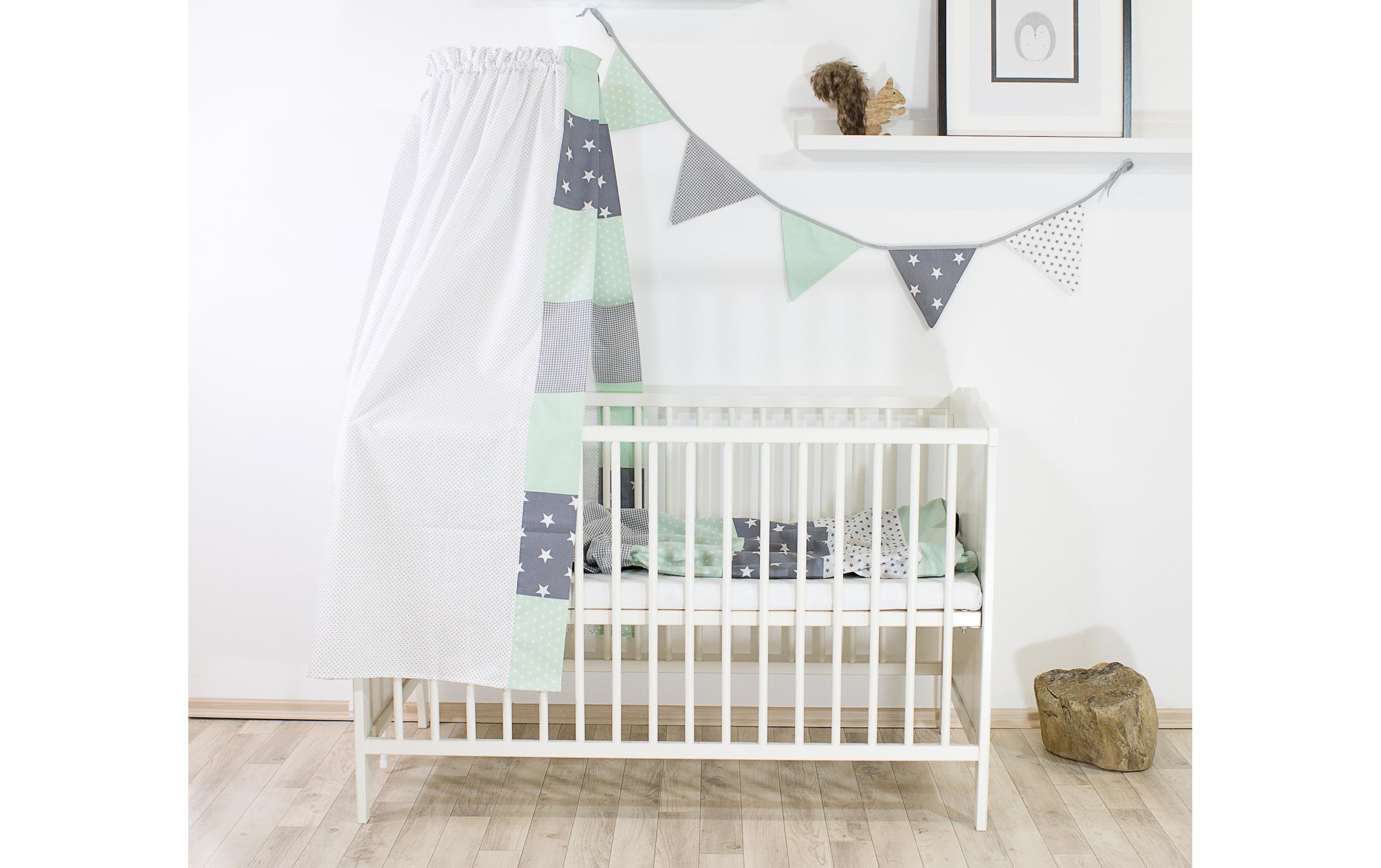 ULLENBOOM ® Girlande »Sterne Grau/Mint 190 cm«