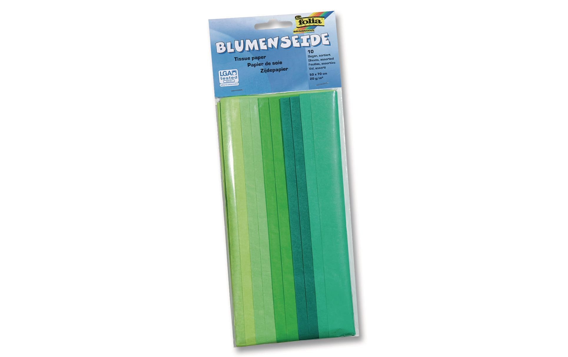 Seidenpapier Mix GrünBlumenseide gefalzt