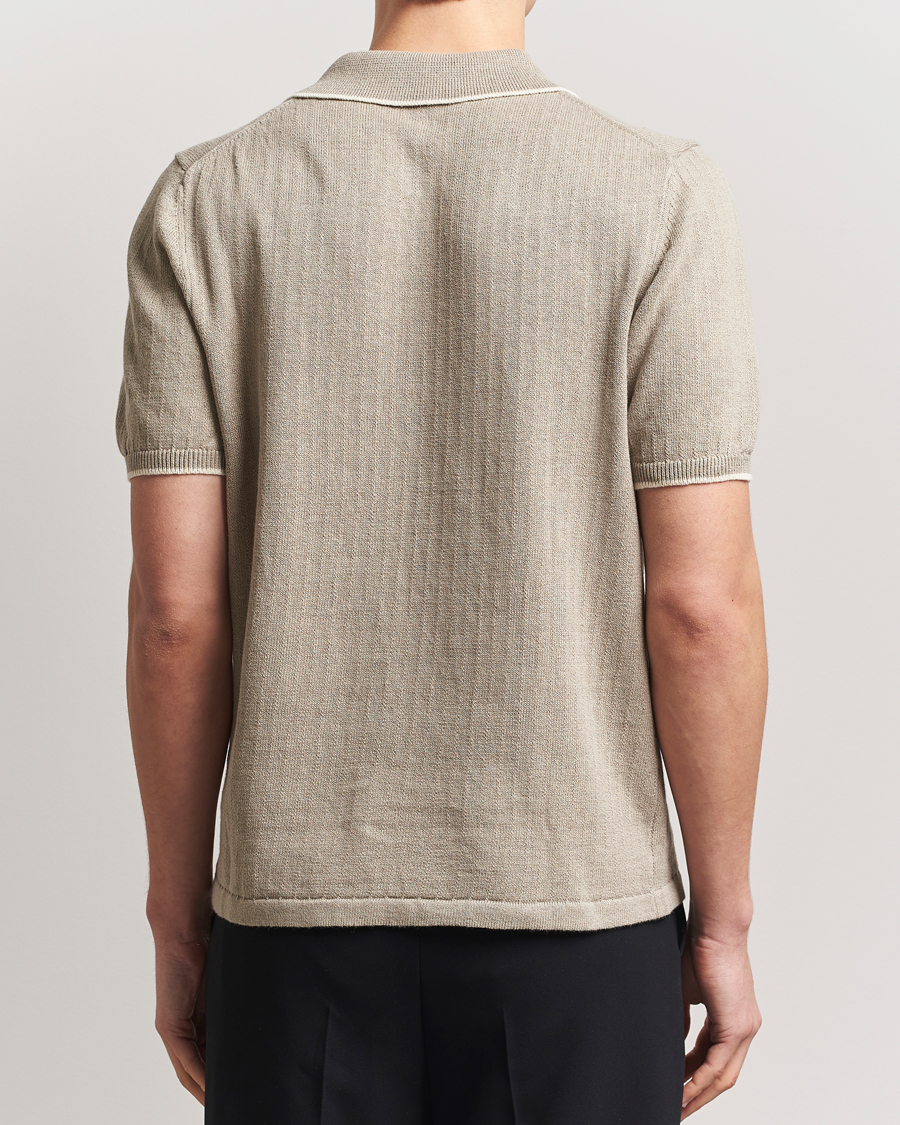 Filippa K Linen Cotton Knitted Polo Moss Grey
