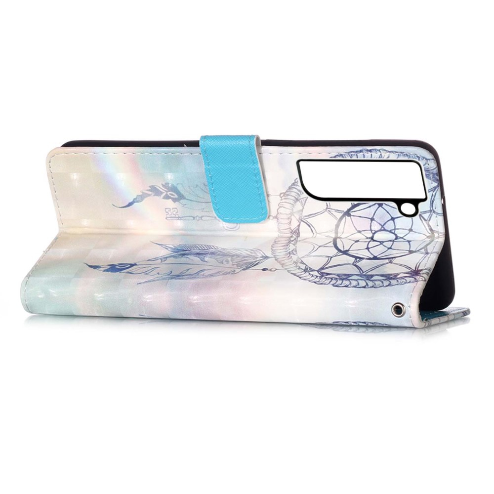 Samsung Galaxy S22 5G Leder Tasche Traumfänger - Blau / Weiss