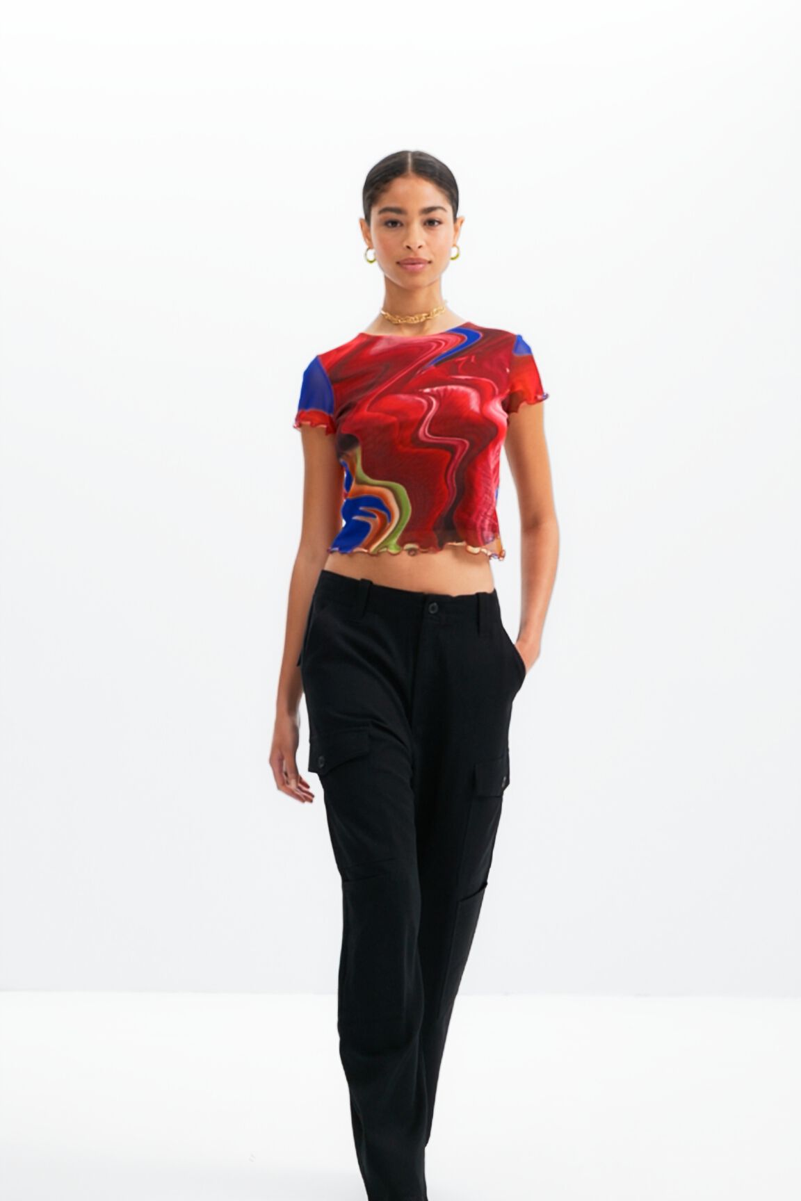 T-shirt court marbré tulle