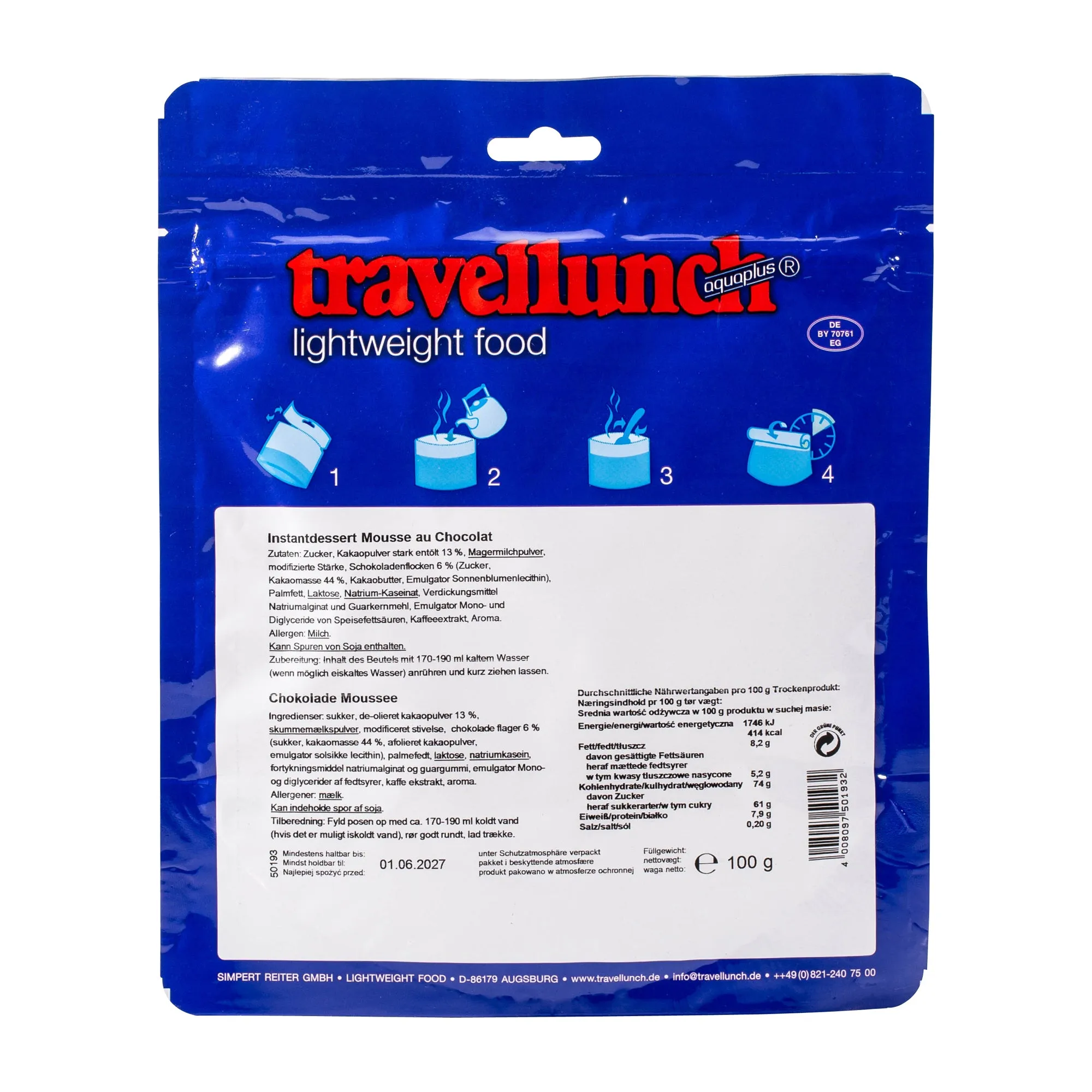 Travellunch -  Mousse au Chocolat 100g