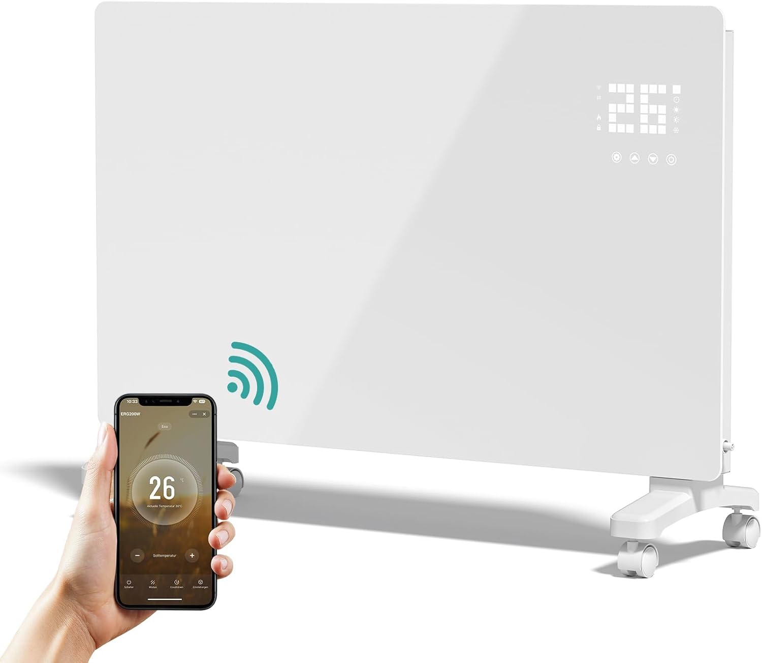 EMKE Elektroheizung Energiesparend 2000W, Konvektor-Heizung Elektrisch mit WLAN & App-Steuerung, Smart Elektroheizkörper Standgerät oder Wandmontage Weiß
