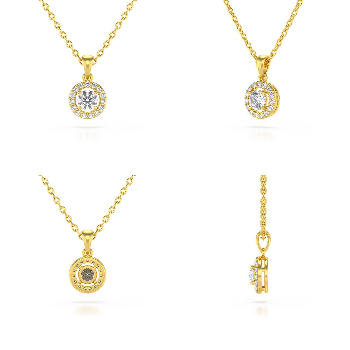 Collier Pendentif ADEN Or 585 Jaune Diamants Chaine Or 585 incluse 0.56grs
