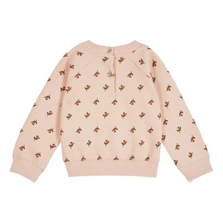 Emile et Ida Sweat Coton Bio Fleurs | Rose pâle