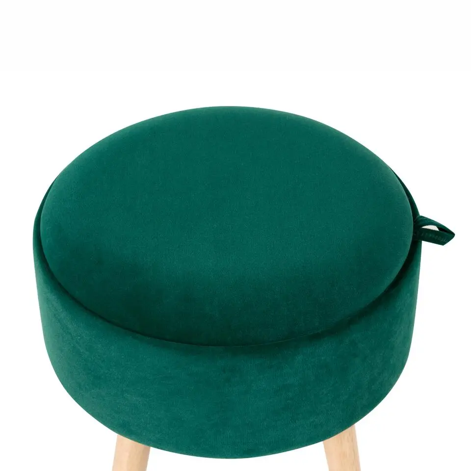 NEELY - Hocker met opbergruimte - Smaragdgroen - Fluweel