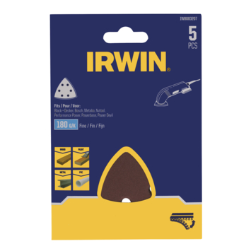 Irwin schuurvel driekhoek 95 x 95 mm zelfhechtend K180, 5 stuks