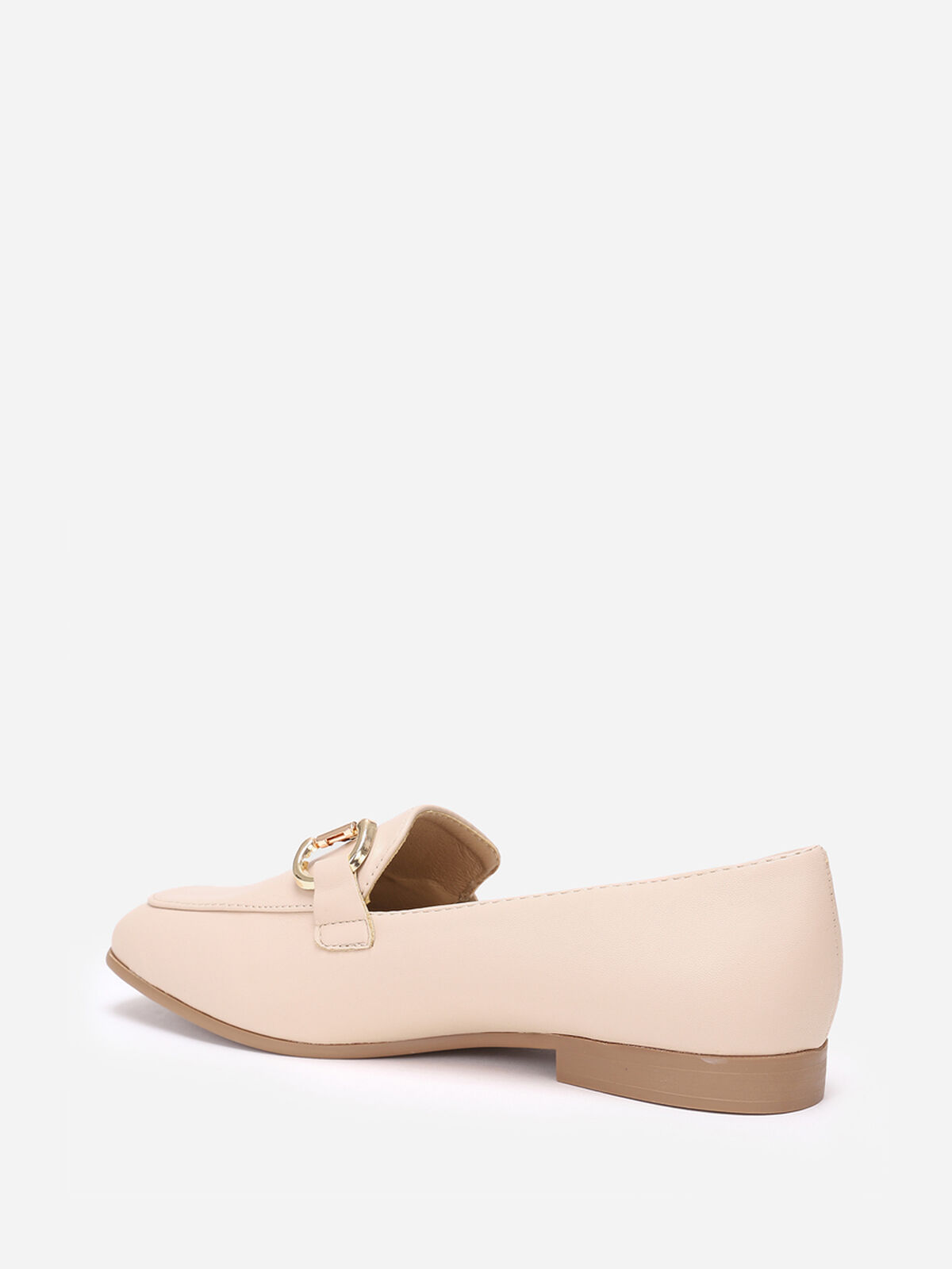 Mocassins à bout carré et anneaux- Beige