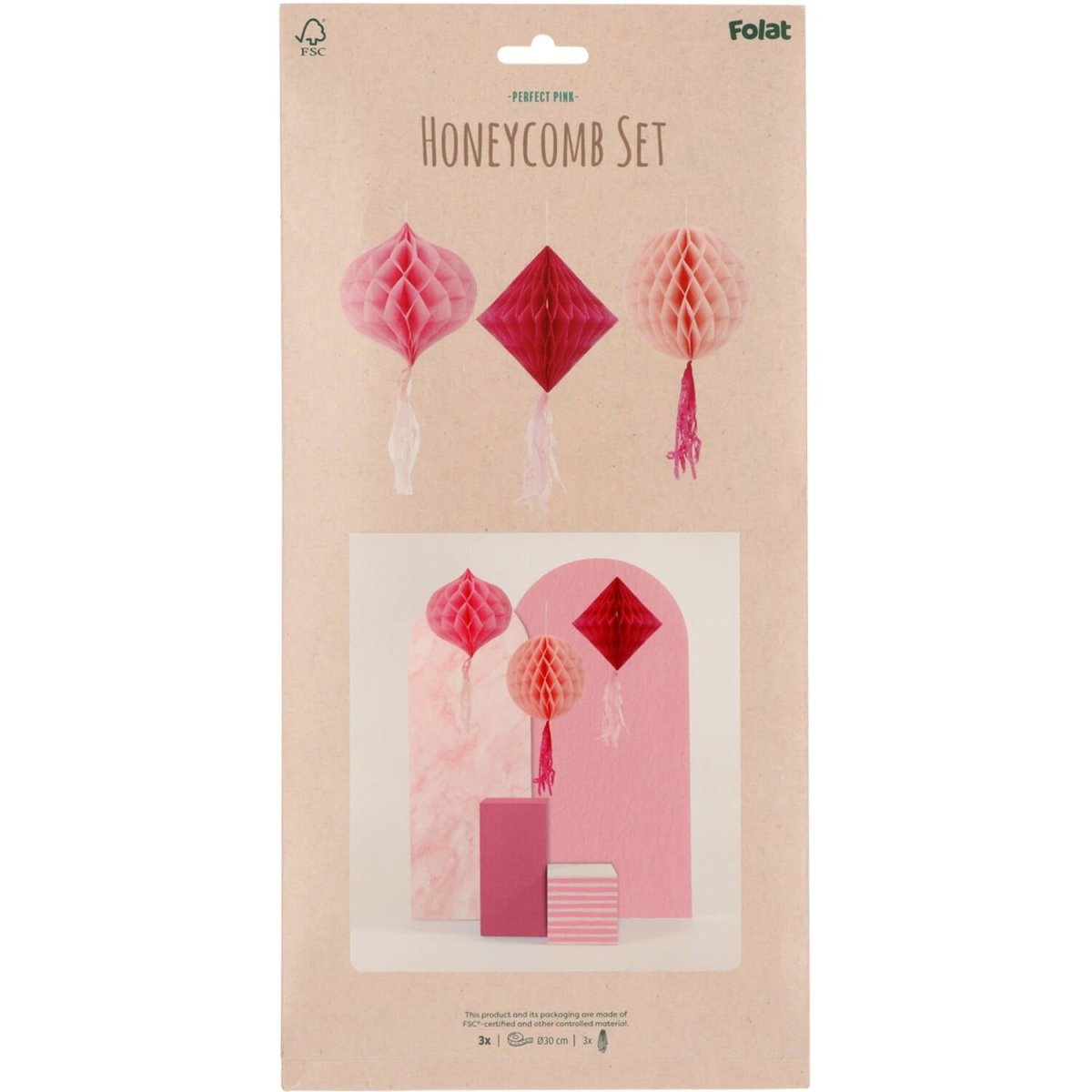 Roze Honeycombs 30cm 3st