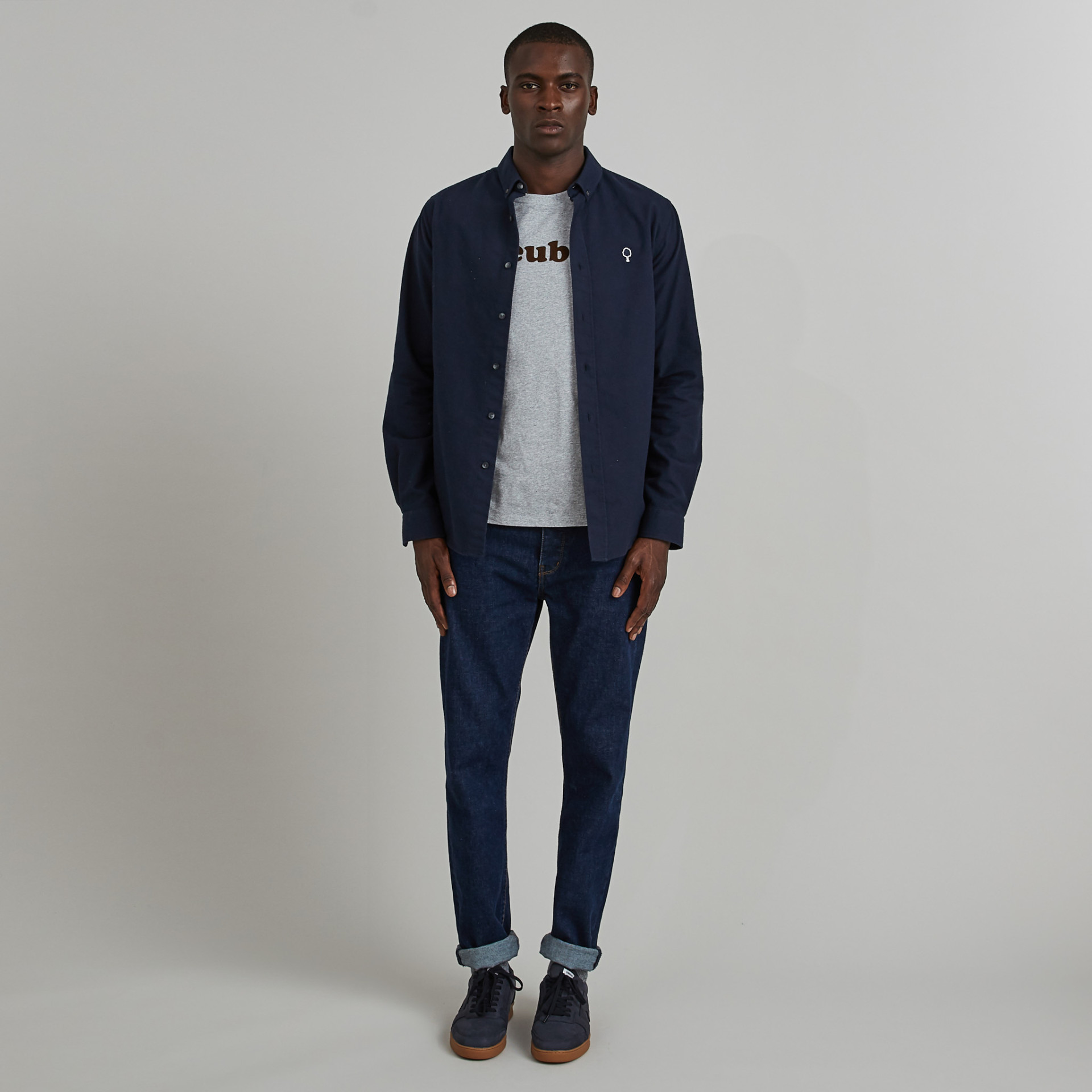 Chemise classique bleu marine coton - modèle Ivoy