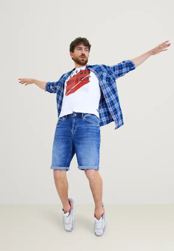T-Shirt mit Partprint - White