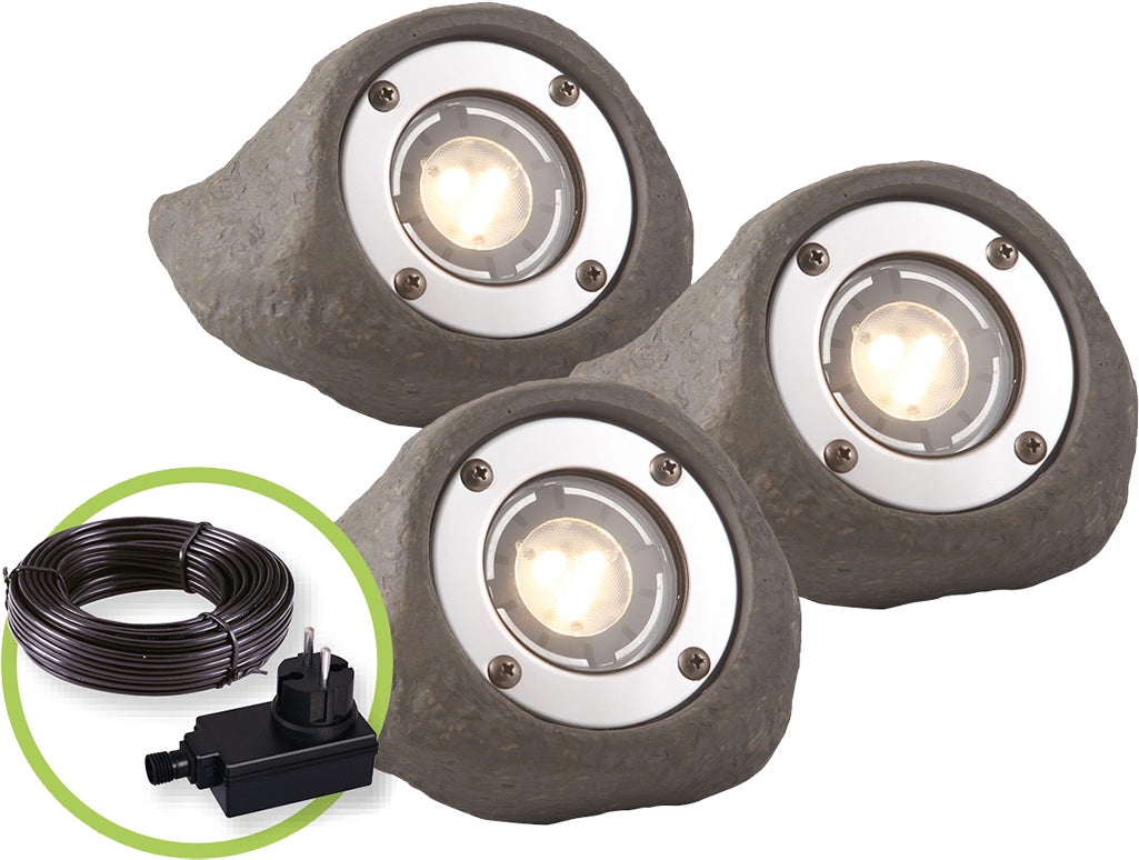 Garden Lights verlichtingsset Lapis 3 stuks 14,5 x 14,5 x 11 cm grijs