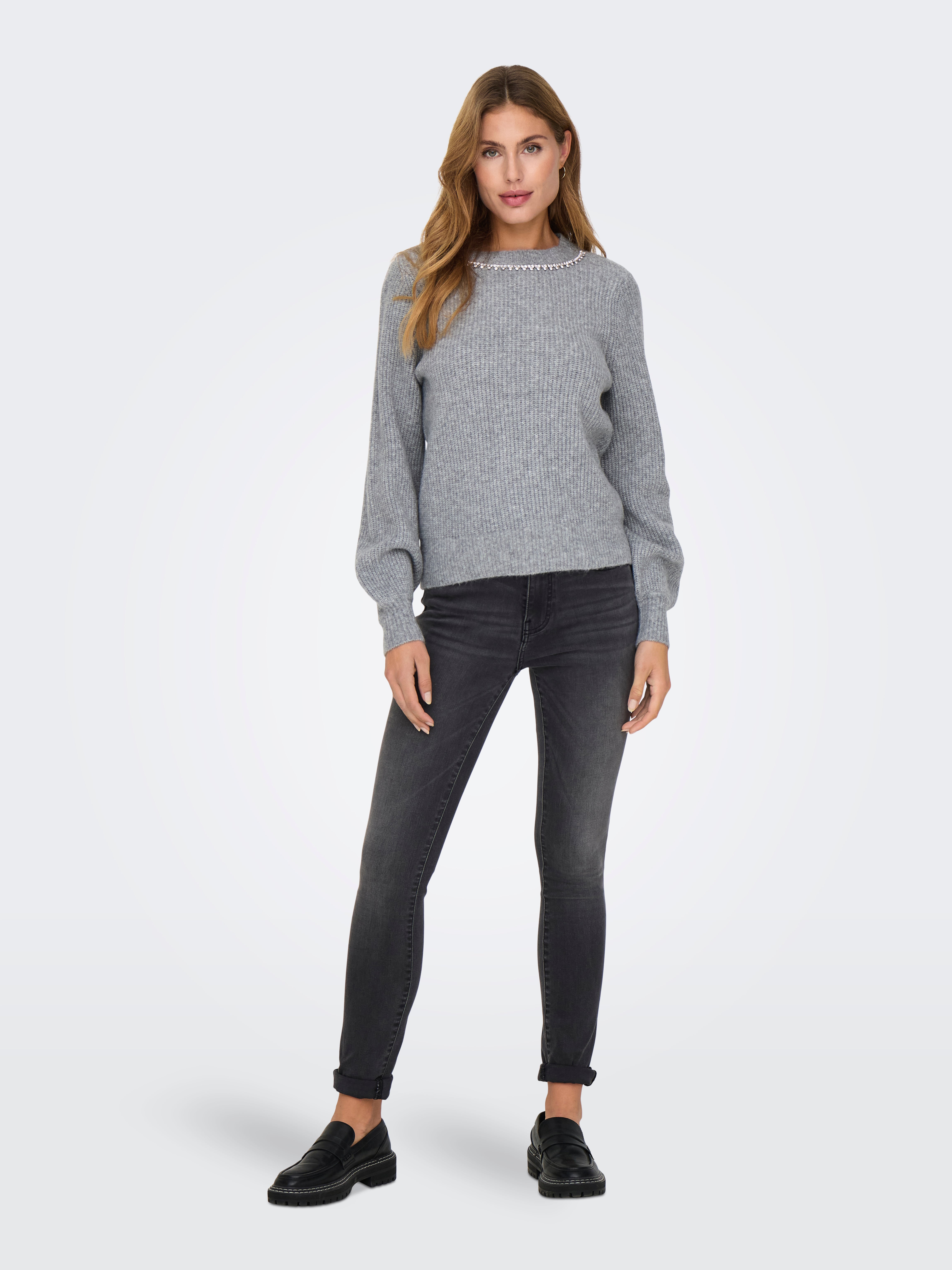 ONLGAIDA Strickpullover Medium Grey Melange