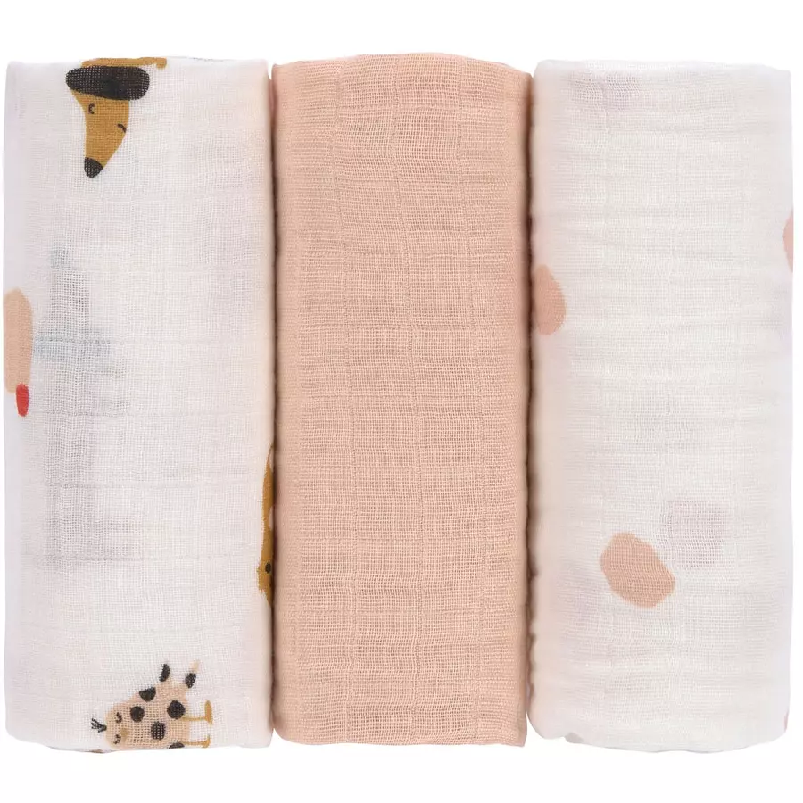 LÄSSIG Mulltücher M 3er Pack Little Mateys Spicy orange 60 x 60 cm