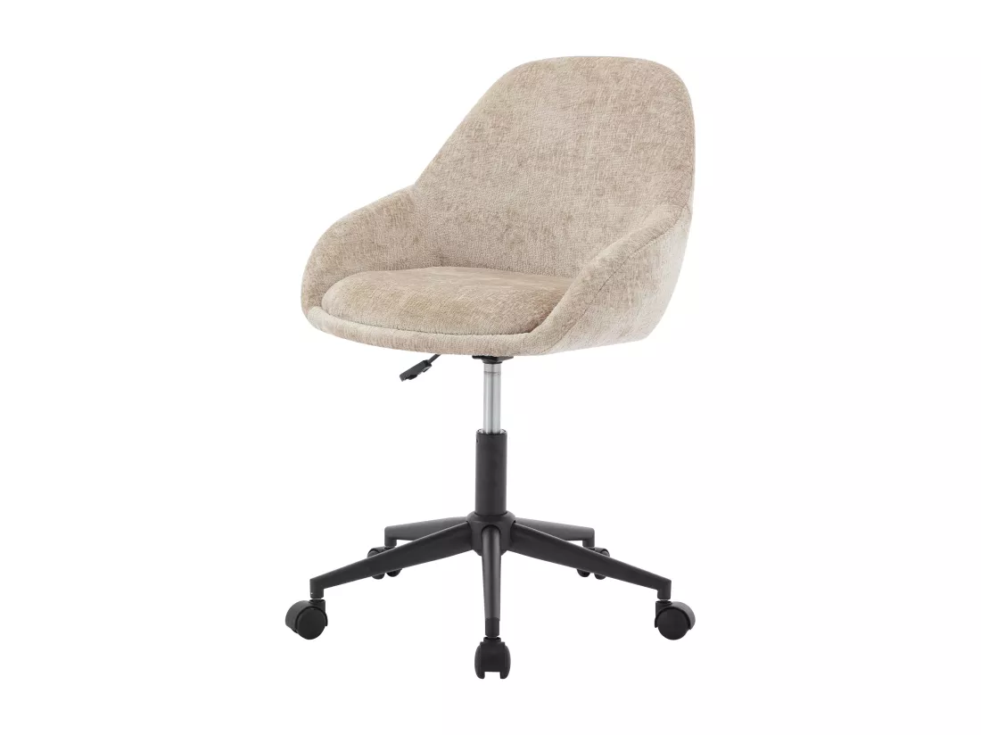 Chaise de bureau - Velours - Beige - Hauteur réglable - NAODY