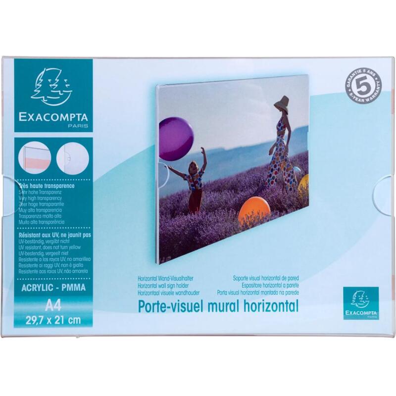 Porte-visuel mural horizontal A4 - Cristal