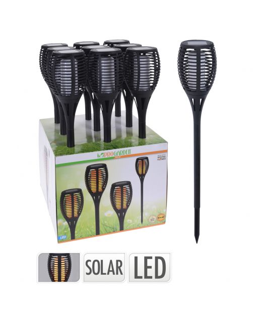 Homestyle Fakkel Met Solarverlichting - Tuinverlichting - 12x12x62 cm Zwart Led
