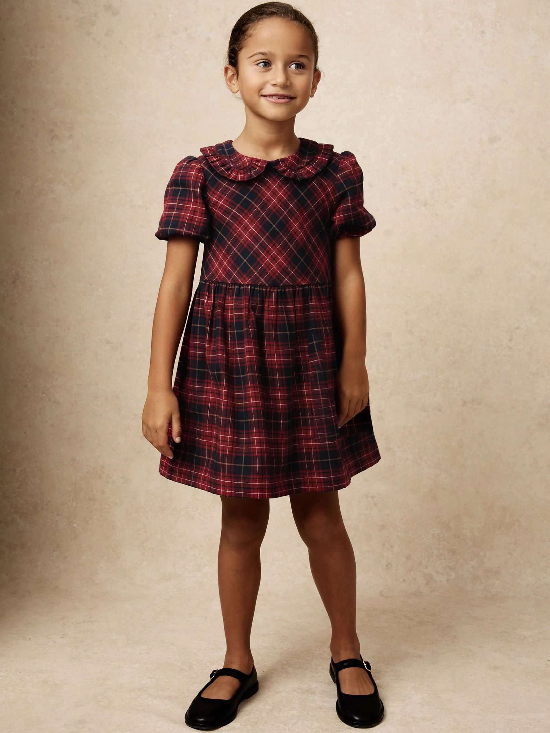 Reiss Demi Cotton Peter-Pan Collar Tartan Dress