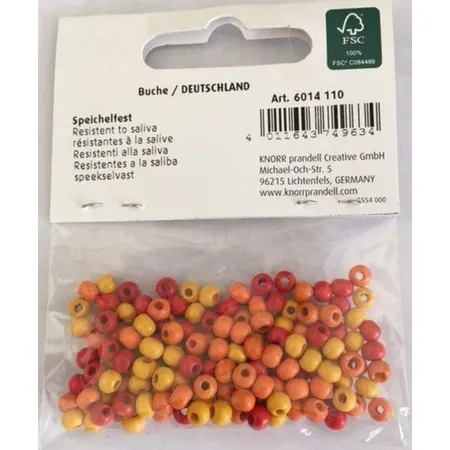 Knorr Prandell Holzperlenmix, gelb-rot, 4 mm,155er Packung