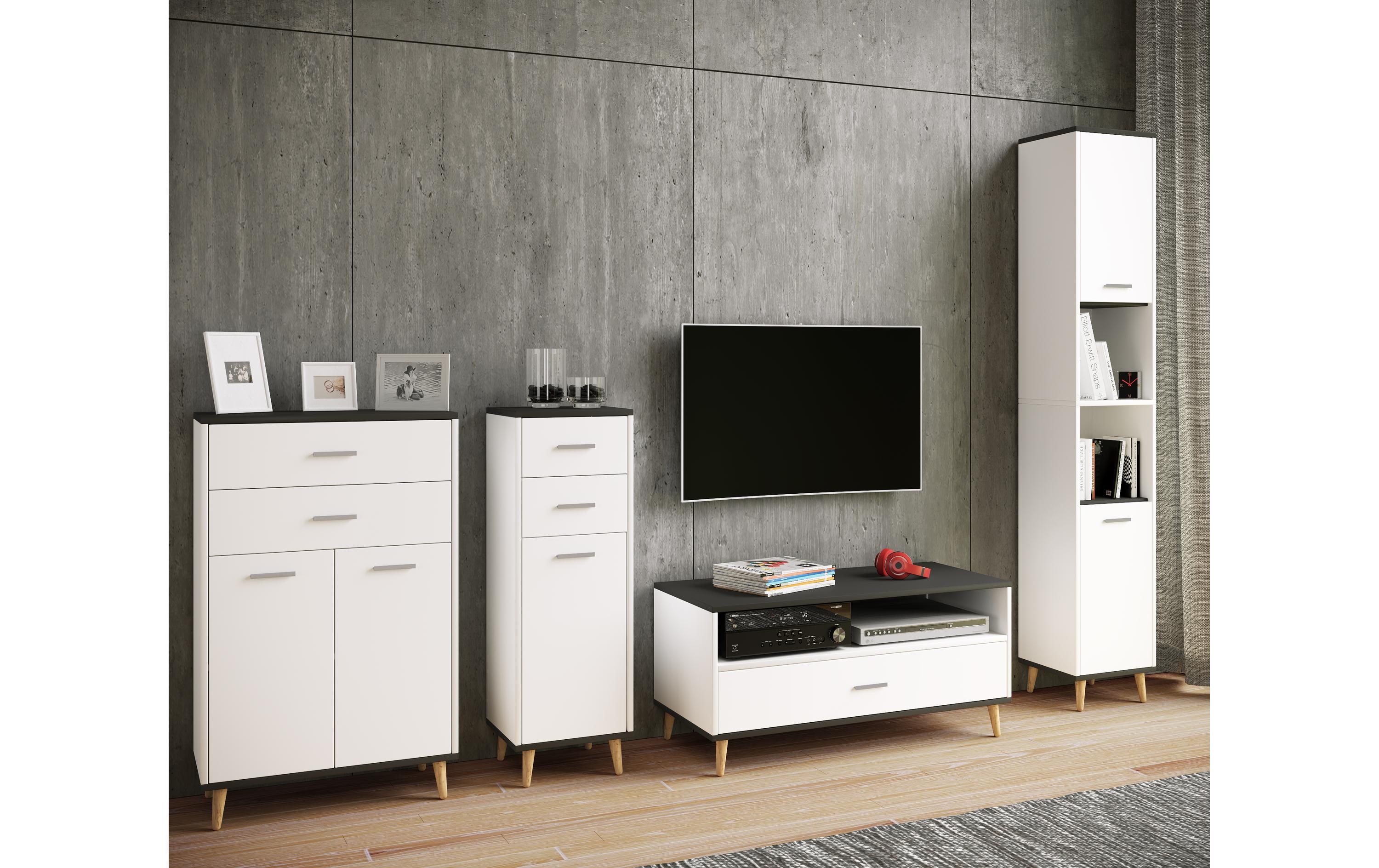 Kommode Landos 60 x 81.4 cm, Weiss/AnthrazitAufbewahrungsschrank
