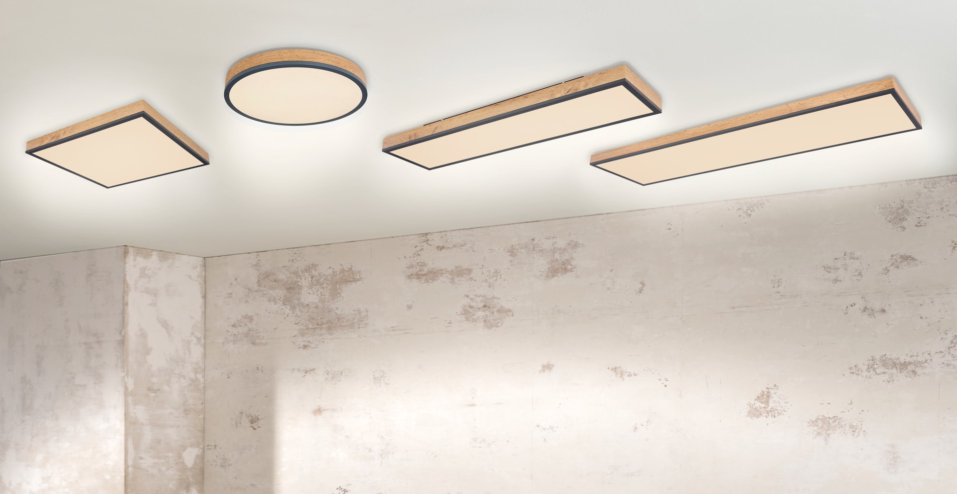 GLOBO LED Deckenlampe DORO 45 cm Holzoptik /anthrazit
